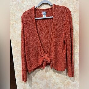 Chico’s Orange Chunky Loose Knit Tie Front Cardigan XL size